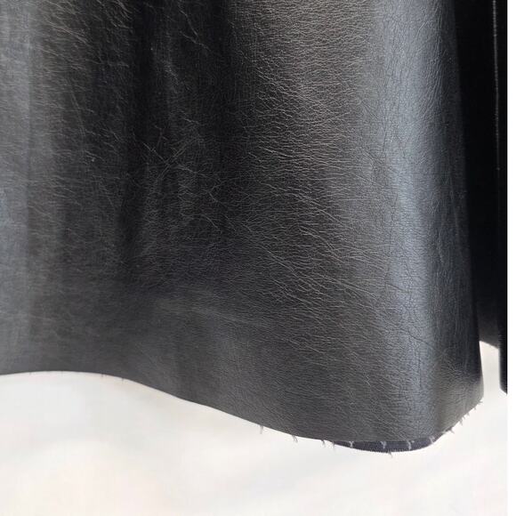 NEW Forever 21 Black Faux Leather Raw Hem Knee Length A-Line Skirt, Size Medium - Picture 3 of 12